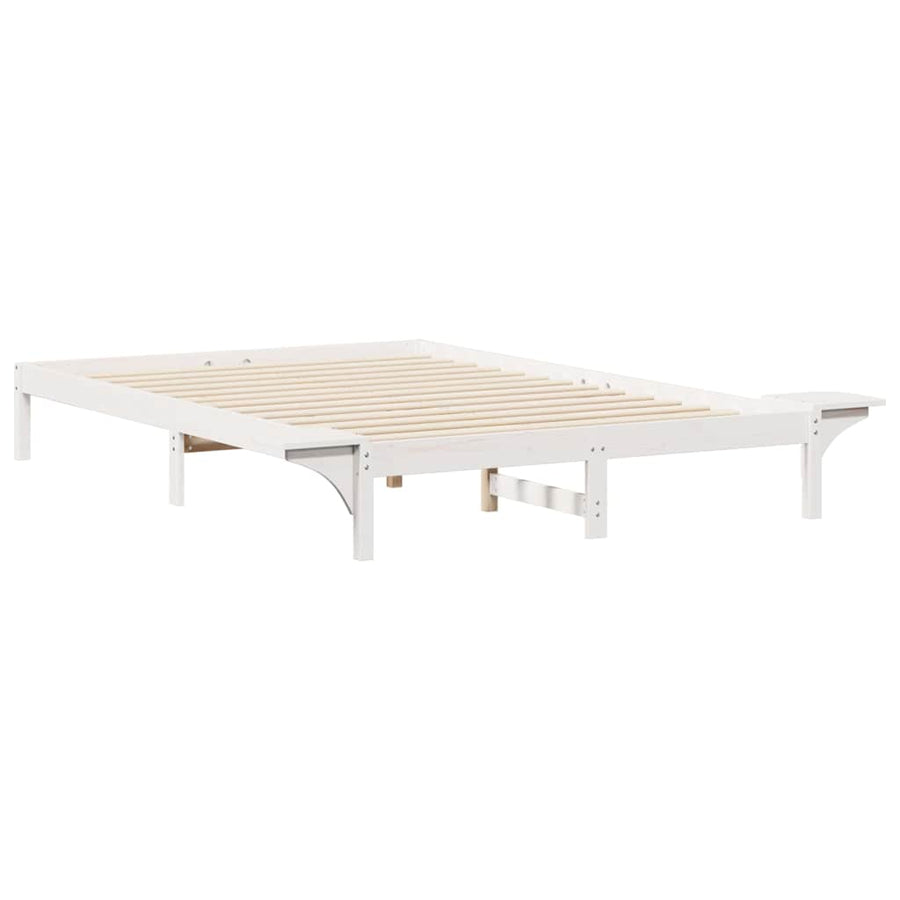 Bedframe met Zijtafels Wit 140 x 220 cm Massief grenenhout