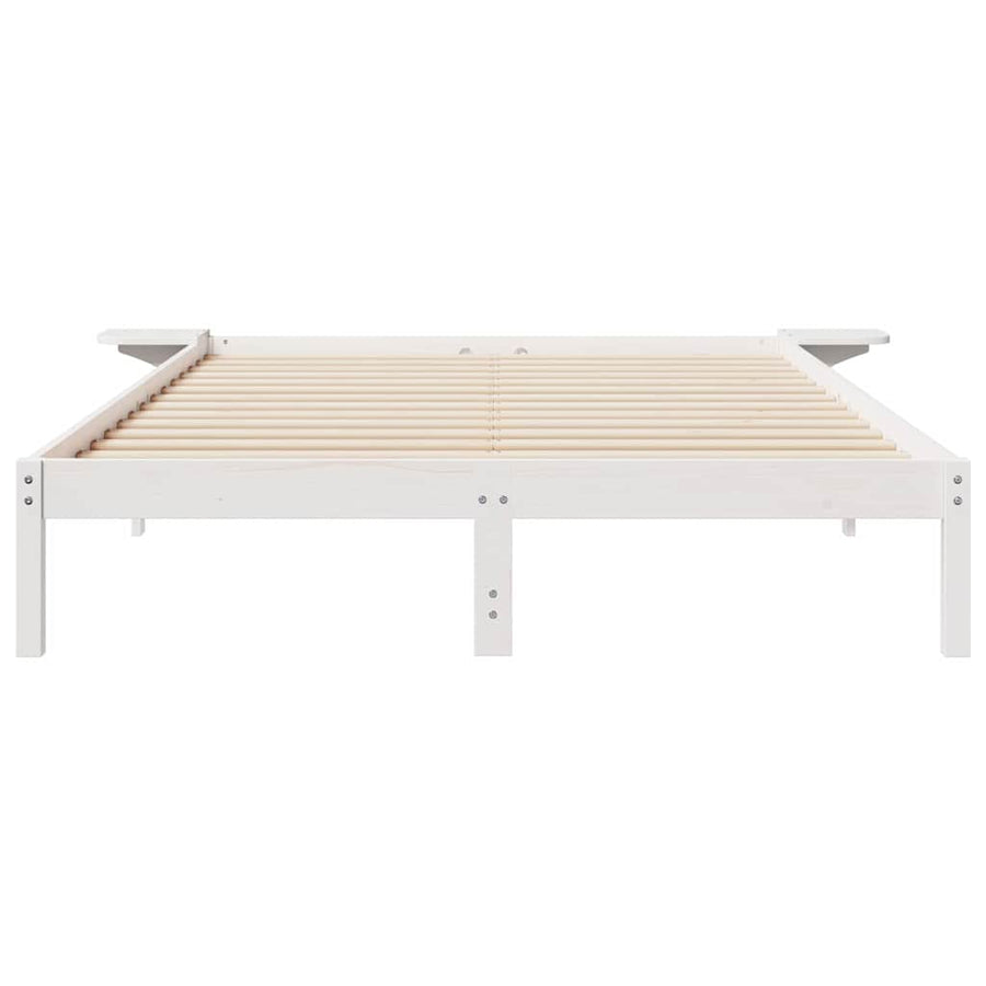 Bedframe met Zijtafels Wit 140 x 220 cm Massief grenenhout
