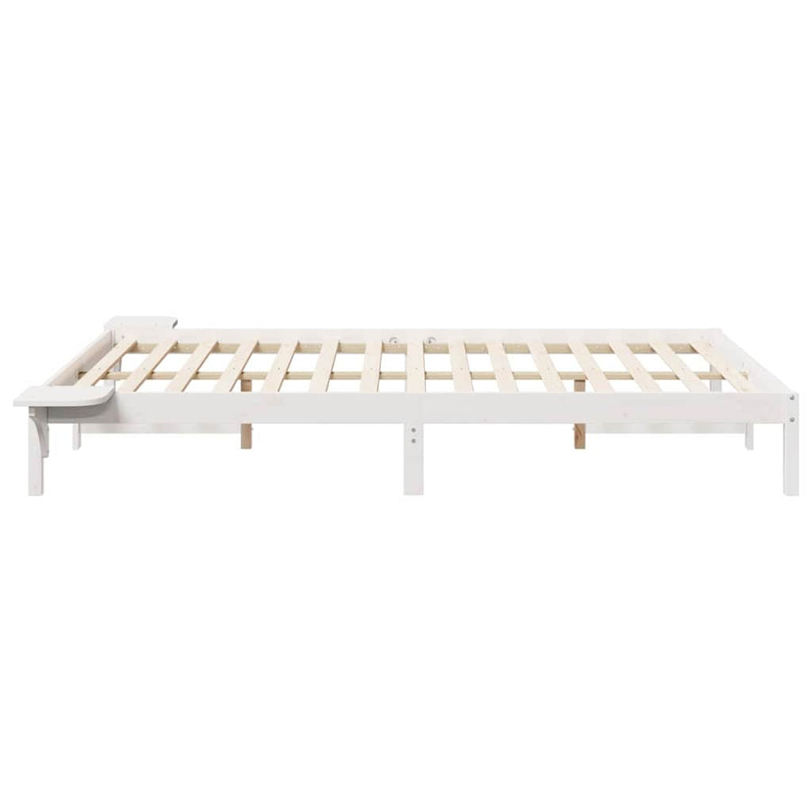 Bedframe met Zijtafels Wit 140 x 220 cm Massief grenenhout