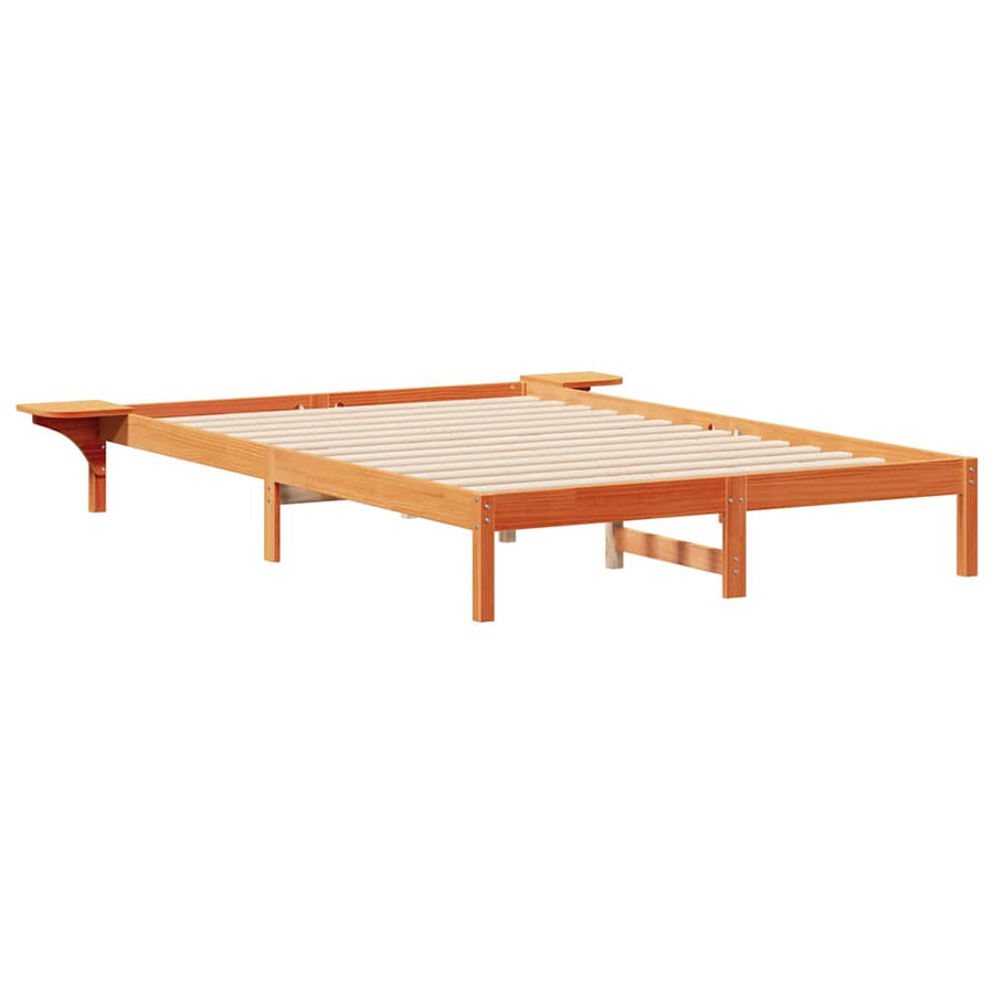 Bedframe met Zijtafels Wasbruin 160 x 220 cm Massief grenenhout