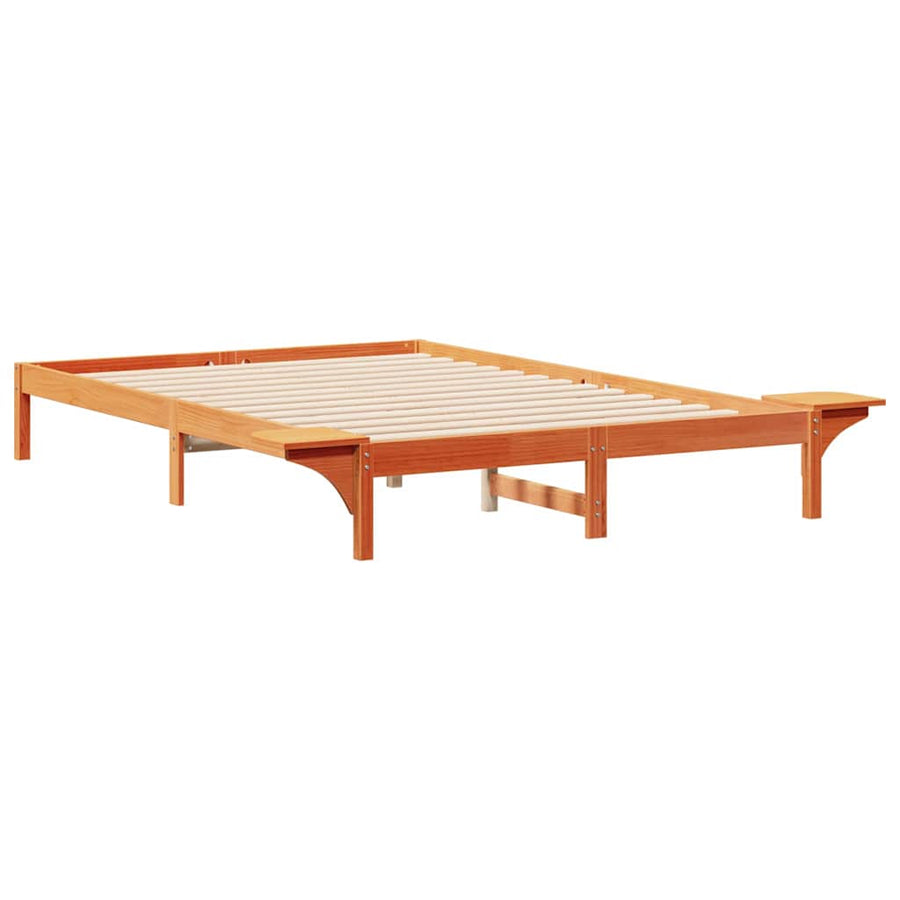 Bedframe met Zijtafels Wasbruin 160 x 220 cm Massief grenenhout