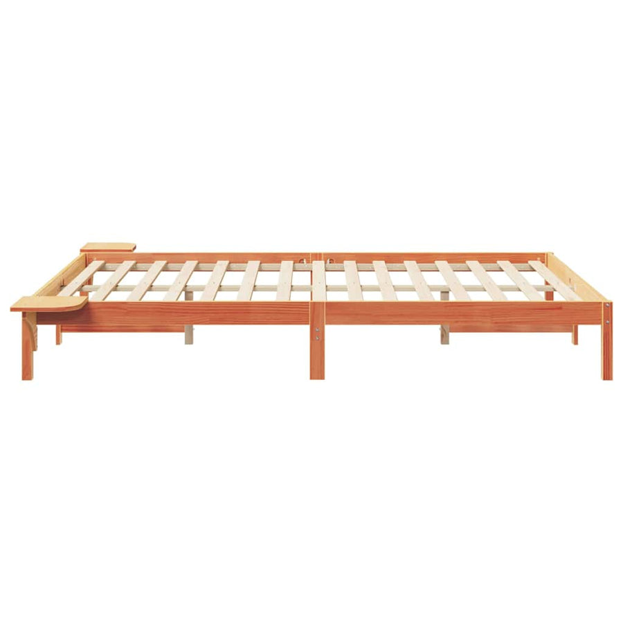 Bedframe met Zijtafels Wasbruin 160 x 220 cm Massief grenenhout