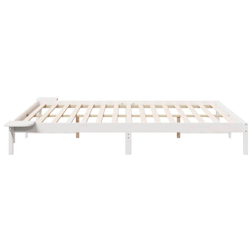 Bedframe met Zijtafels Wit 180 x 220 cm Massief grenenhout