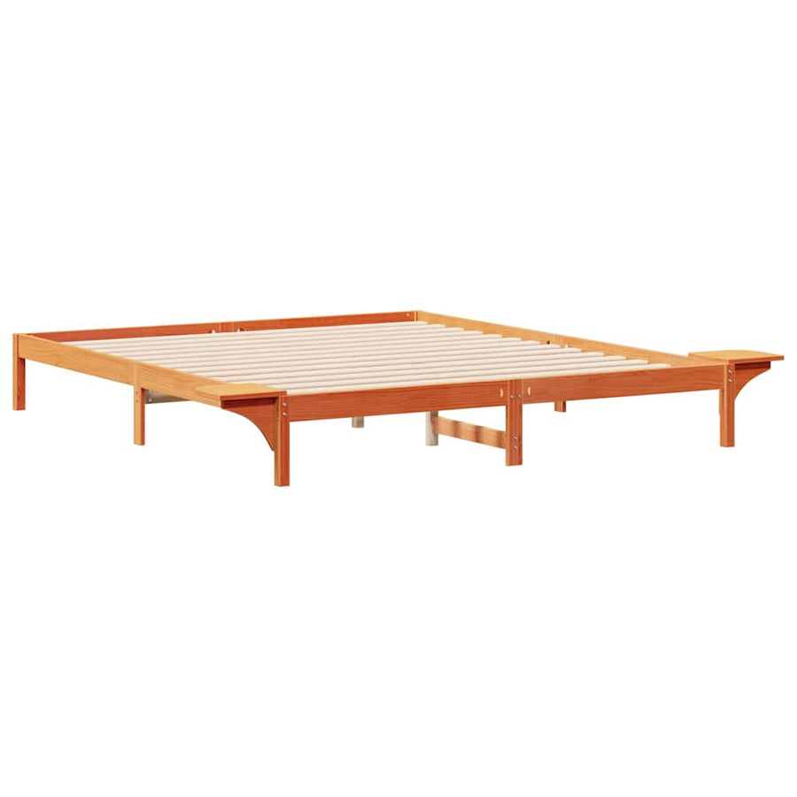 Bedframe met Zijtafels Wasbruin 180 x 220 cm Massief grenenhout