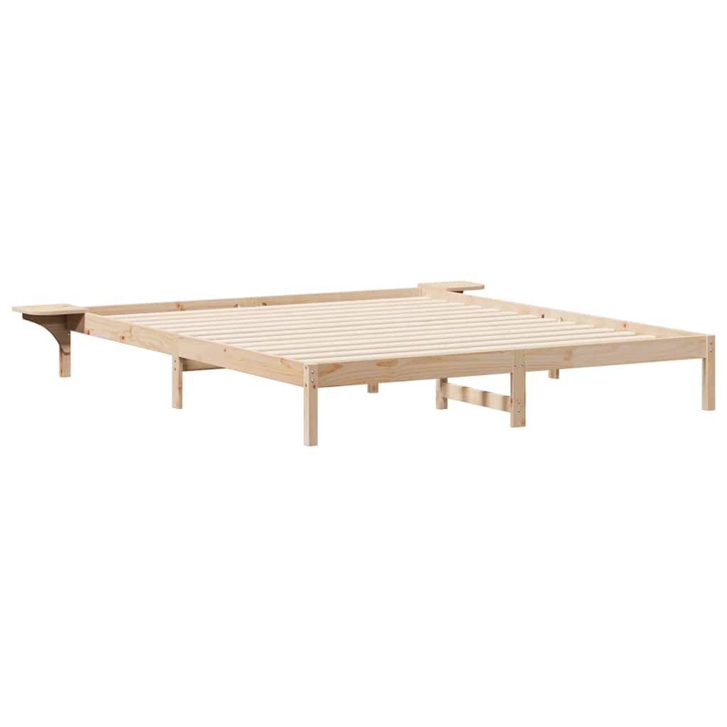 Bedframe met Zijtafels Naturel 200 x 220 cm Massief grenenhout