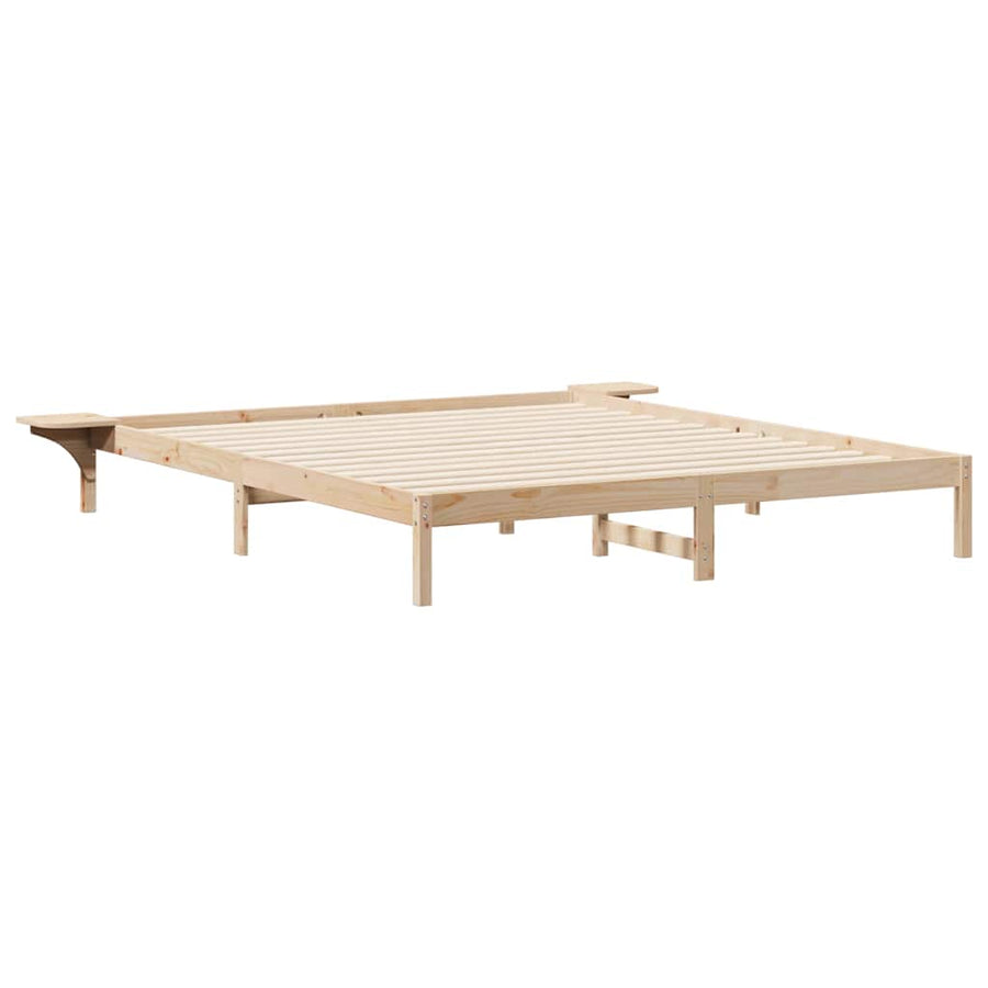 Bedframe met Zijtafels Naturel 200 x 220 cm Massief grenenhout
