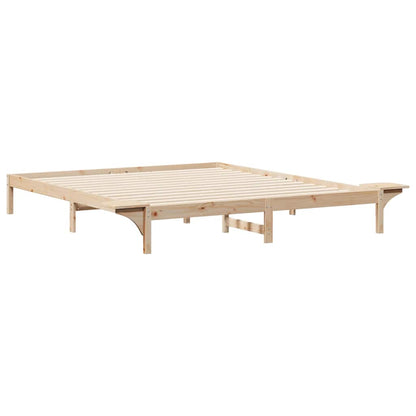 Bedframe met Zijtafels Naturel 200 x 220 cm Massief grenenhout
