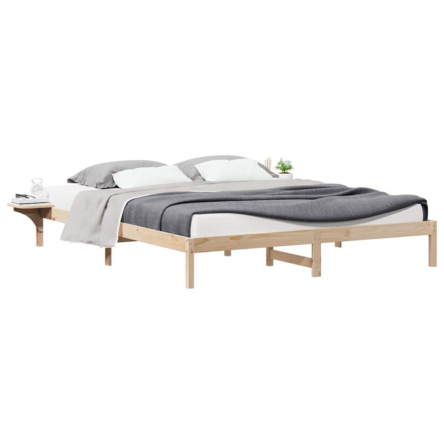 Bedframe met Zijtafels Naturel 200 x 220 cm Massief grenenhout