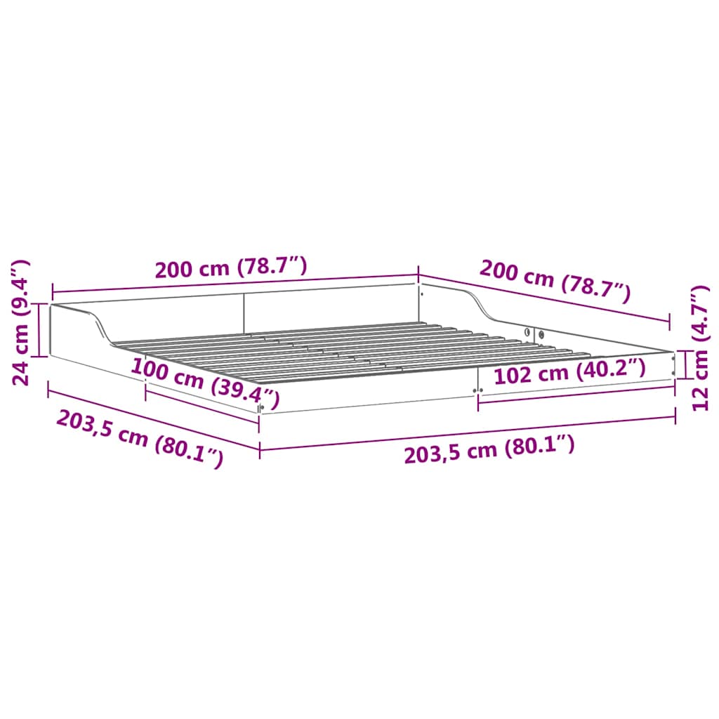 Bedframe Wit 200 x 200 cm Grenenhout