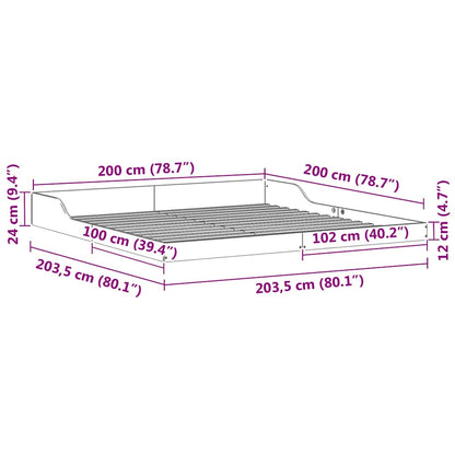 Bedframe Wasbruin 200 x 200 cm Grenenhout