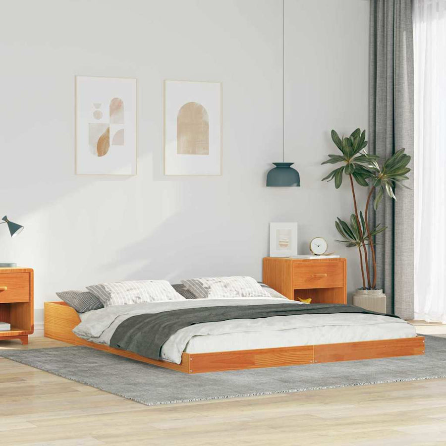 Bedframe Wasbruin 160 x 200 cm Massief grenenhout