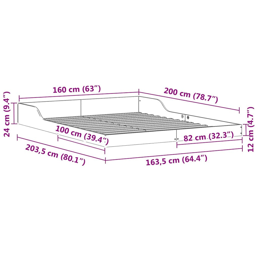 Bedframe Wasbruin 160 x 200 cm Massief grenenhout