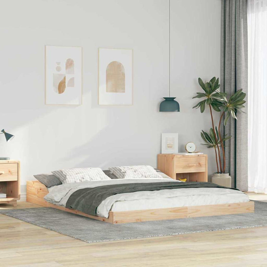 Bedframe Bruin 150 x 200 cm Massief grenenhout