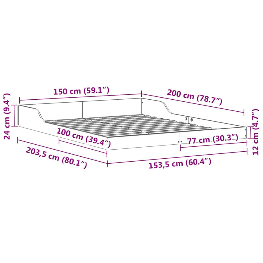 Bedframe Wit 150 x 200 cm Massief grenenhout