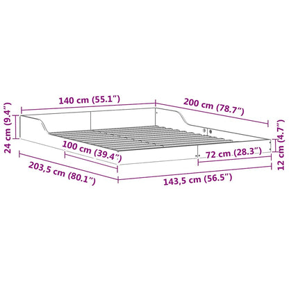 Bedframe Wasbruin 140 x 200 cm Massief grenenhout