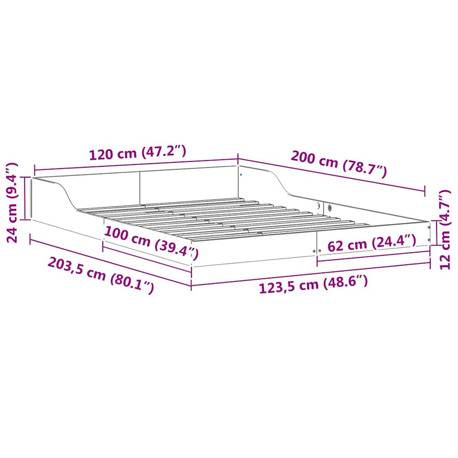 Bedframe Wasbruin 120 x 200 cm Massief grenenhout
