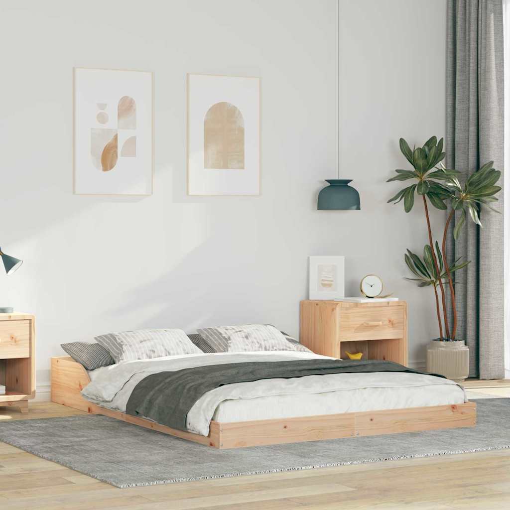 Bedframe Bruin 140 x 190 cm Massief grenenhout