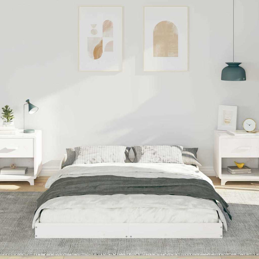 Bedframe Wit 140 x 190 cm Massief grenenhout