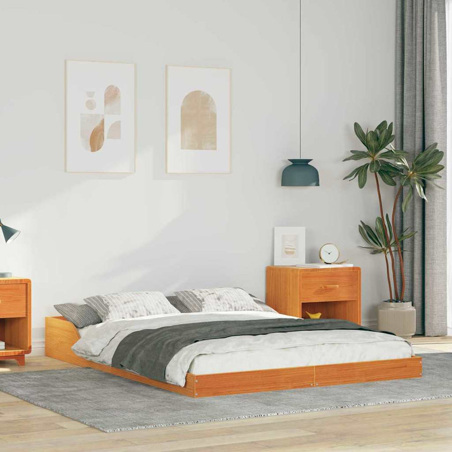 Bedframe Wasbruin 140 x 190 cm Massief grenenhout