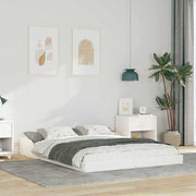 Bedframe 135x190 cm massief grenenhout wit