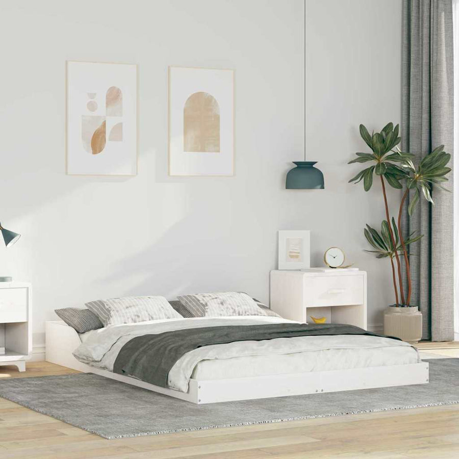 Bedframe Wit 135 x 190 cm Massief grenenhout
