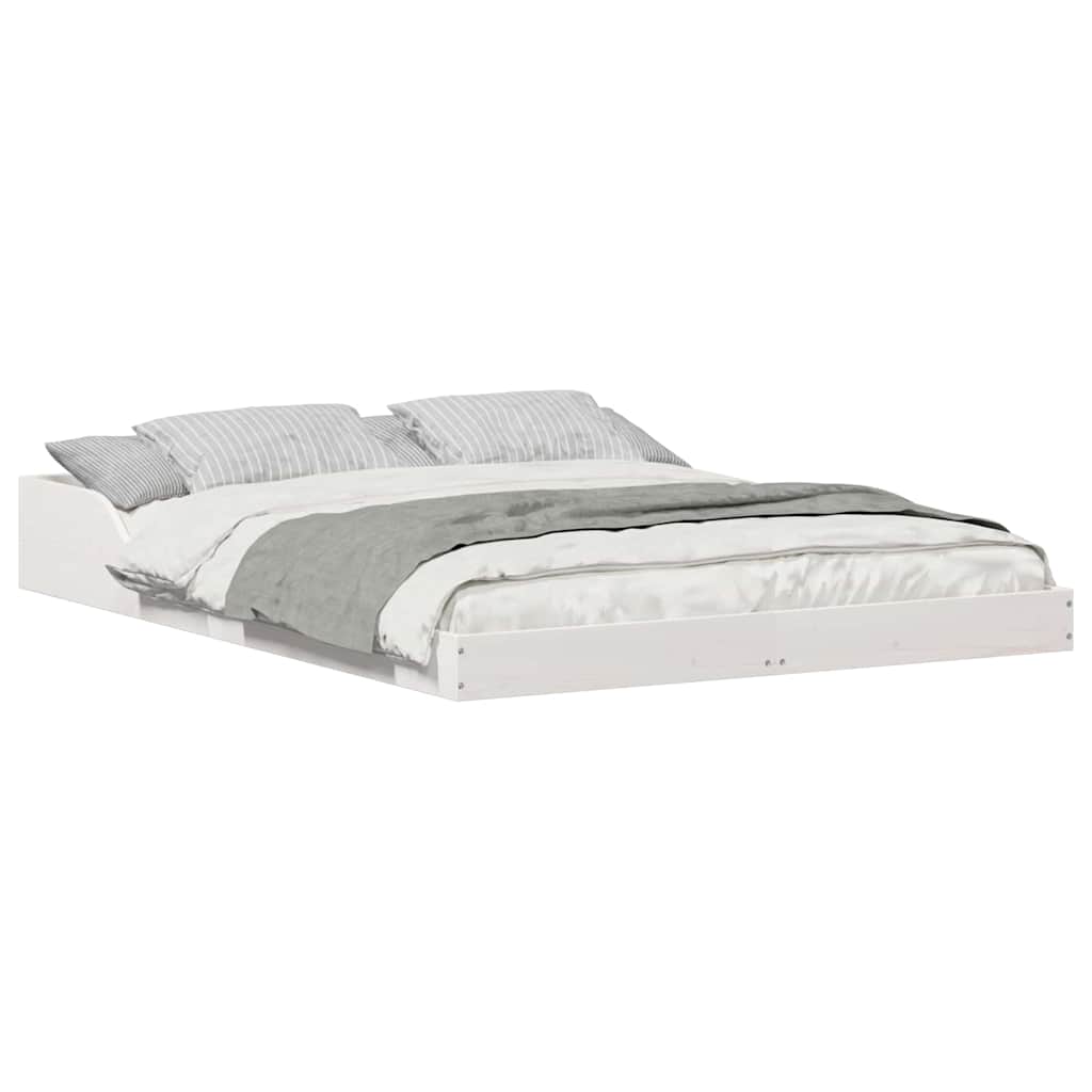 Bedframe Wit 135 x 190 cm Massief grenenhout