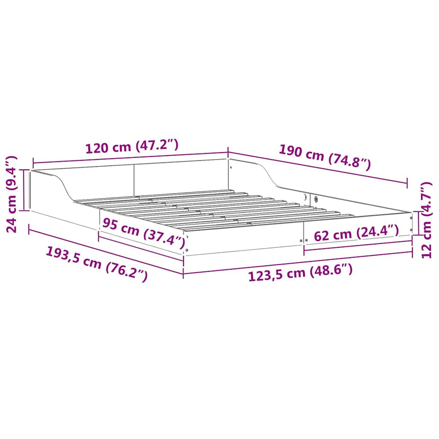 Bedframe Wasbruin 120 x 190 cm Massief grenenhout