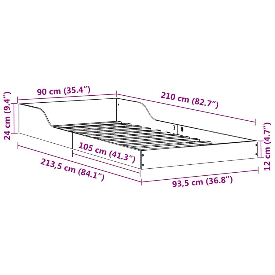 Bedframe Bruin 90 x 210 cm Massief grenenhout