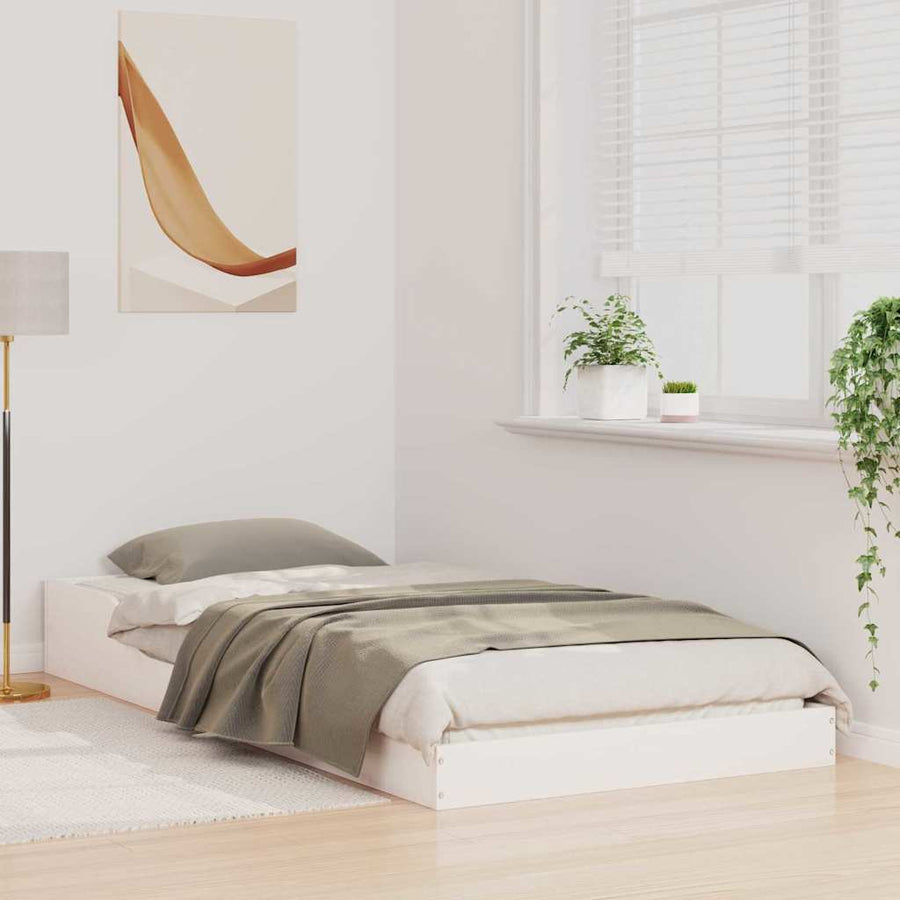 Bedframe Wit 90 x 210 cm Massief grenenhout