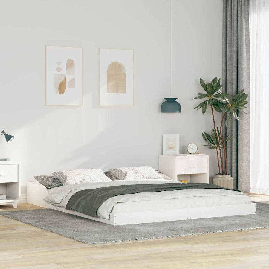 Bedframe Wit 140 x 210 cm Massief grenenhout