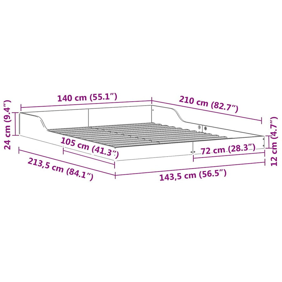 Bedframe Wit 140 x 210 cm Massief grenenhout