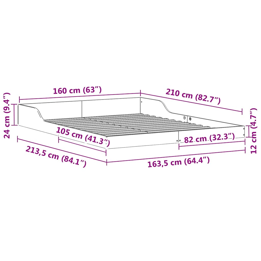 Bedframe Bruin 160 x 210 cm Massief grenenhout