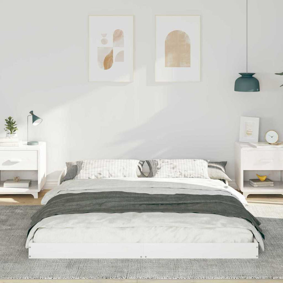 Bedframe Wit 160 x 210 cm Massief grenenhout