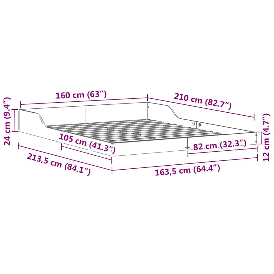 Bedframe Wit 160 x 210 cm Massief grenenhout