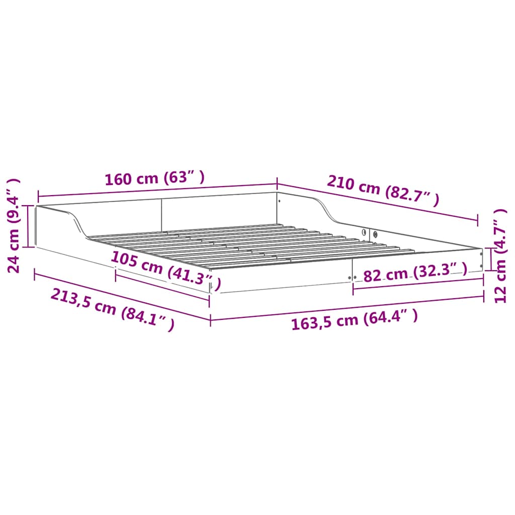 Bedframe Wasbruin 160 x 210 cm Massief grenenhout