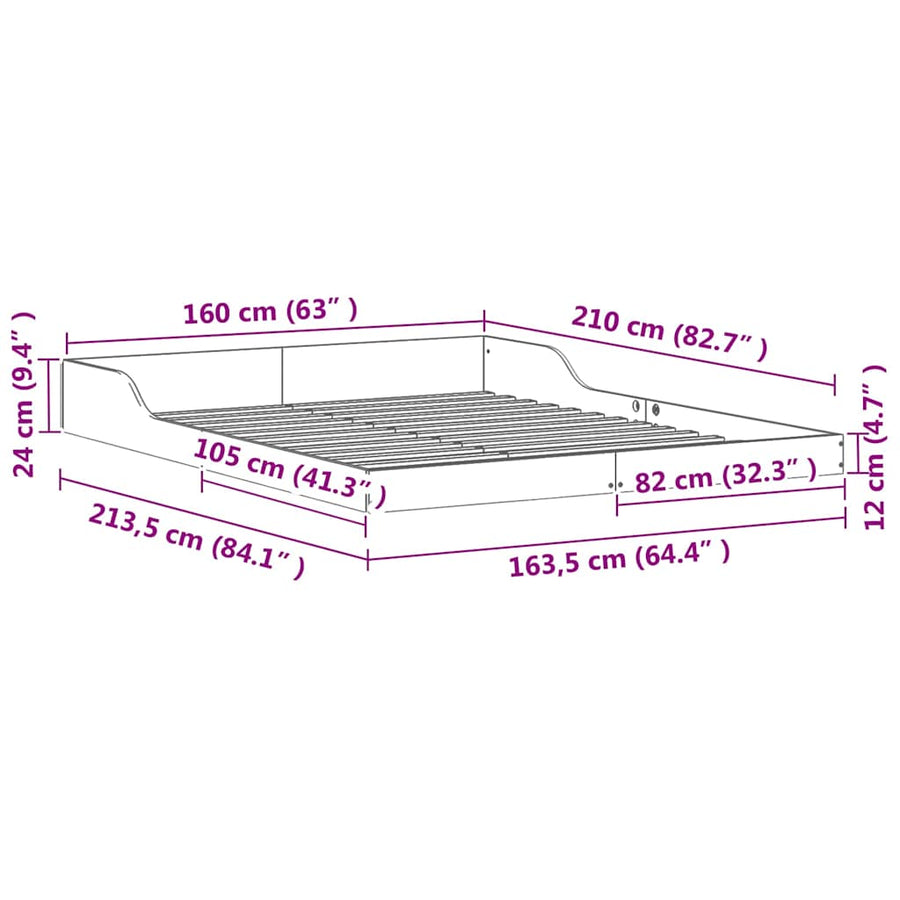 Bedframe Wasbruin 160 x 210 cm Massief grenenhout