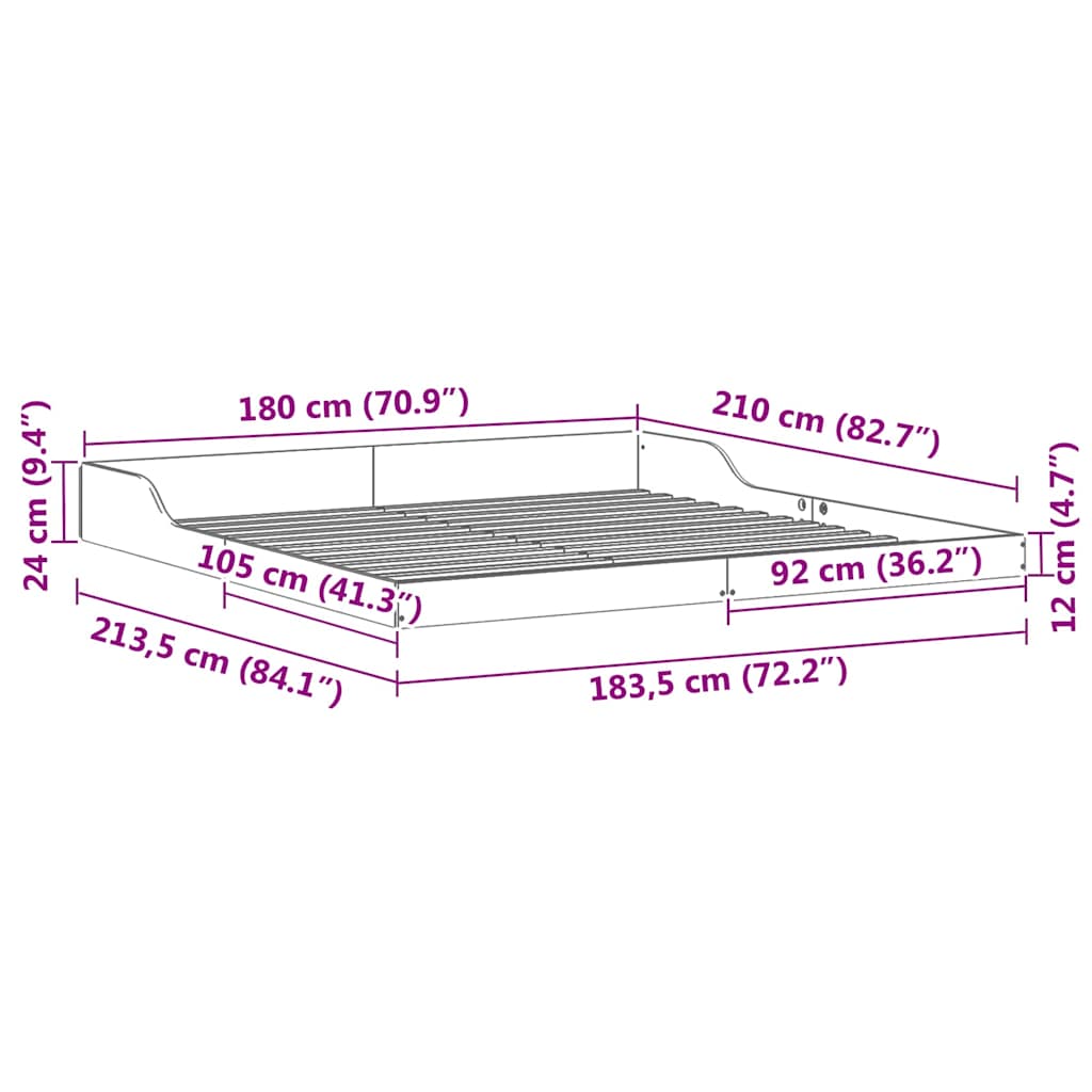 Bedframe Bruin 180 x 210 cm Grenenhout
