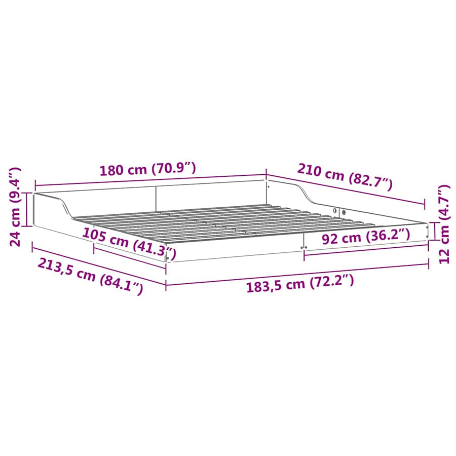 Bedframe Wit 180 x 210 cm Massief grenenhout