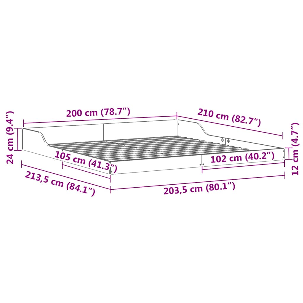 Bedframe Bruin 200 x 210 cm Massief grenenhout