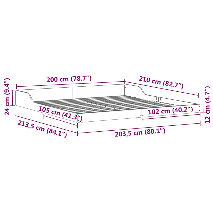 Bedframe Wit 200 x 210 cm Massief grenenhout