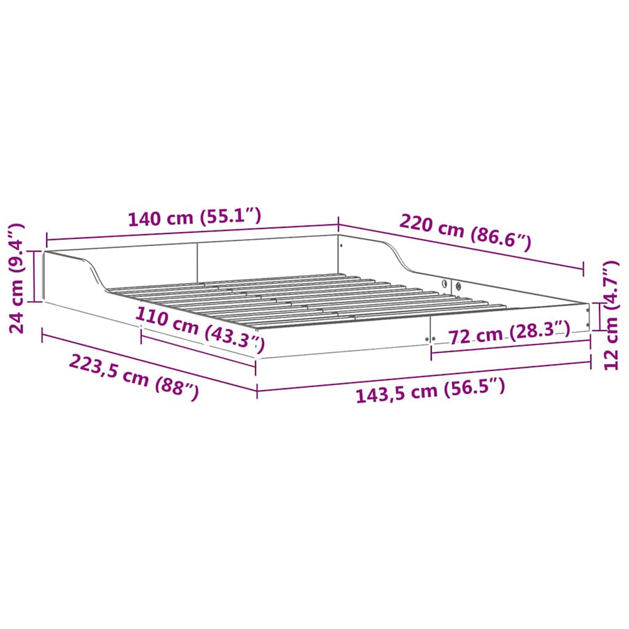Bedframe Wasbruin 140 x 220 cm Massief grenenhout