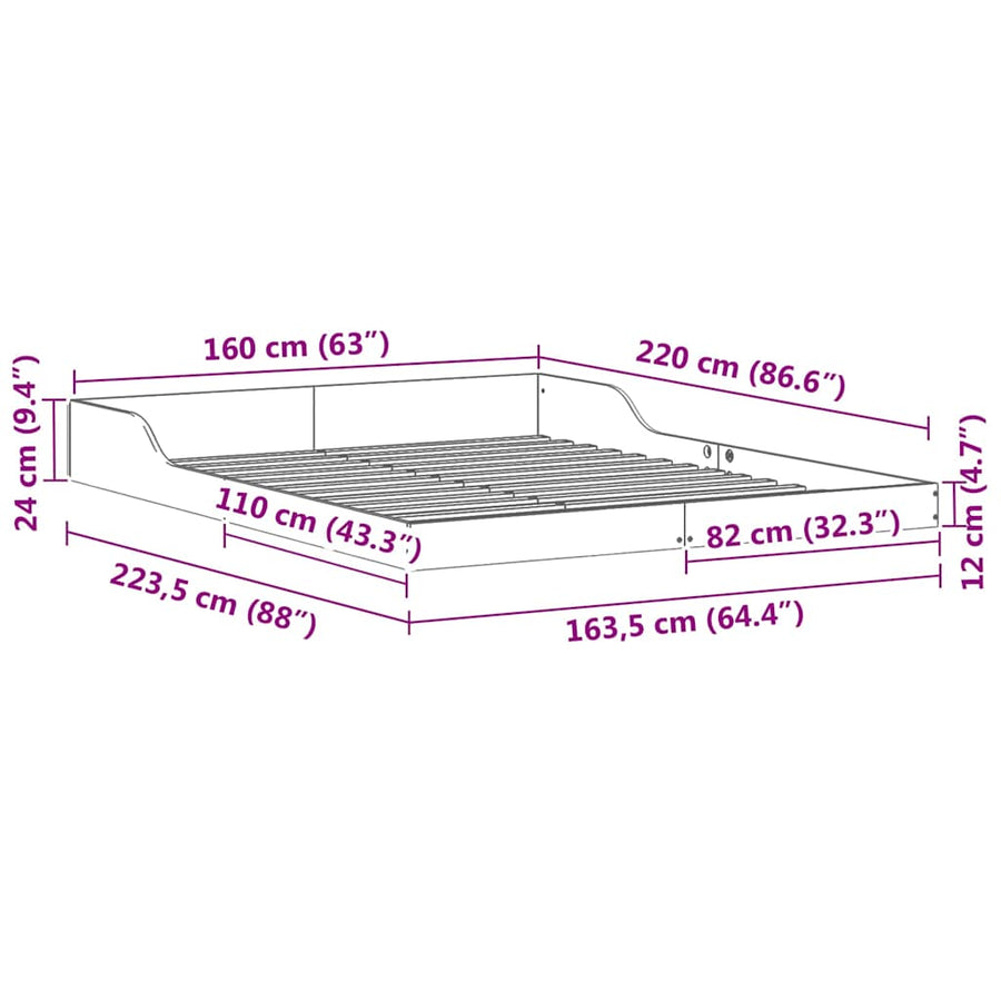 Bedframe Wit 160 x 220 cm Hout