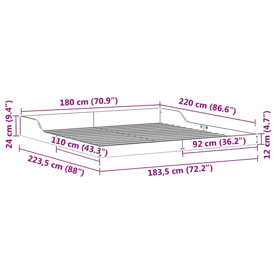 Bedframe Wit 180 x 220 cm Massief grenenhout