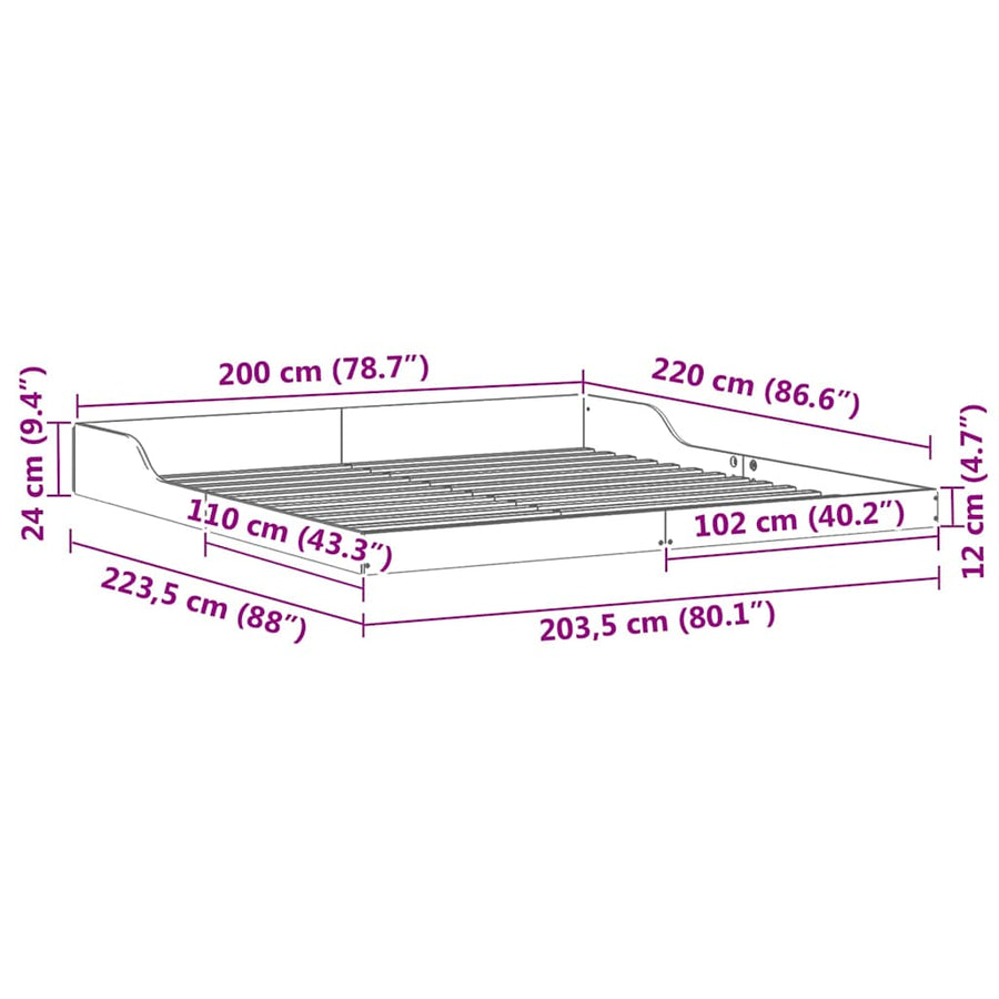 Bedframe Bruin 200 x 220 cm Massief grenenhout