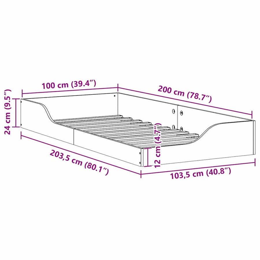 Bedframe Wit 100 x 200 cm Massief grenenhout