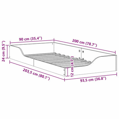 Bedframe Wit 90 x 200 cm Massief grenenhout