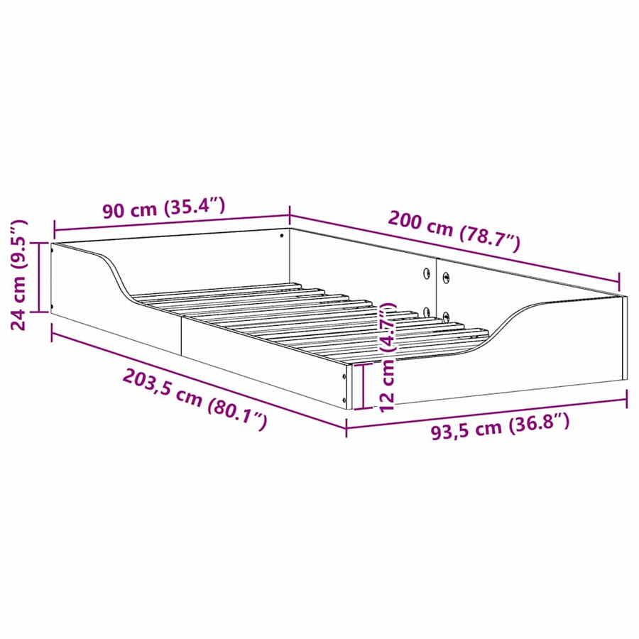 Bedframe Wit 90 x 200 cm Massief grenenhout