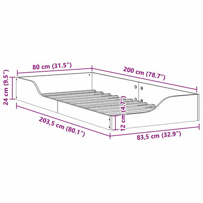 Bedframe Bruin 80 x 200 cm Massief grenenhout
