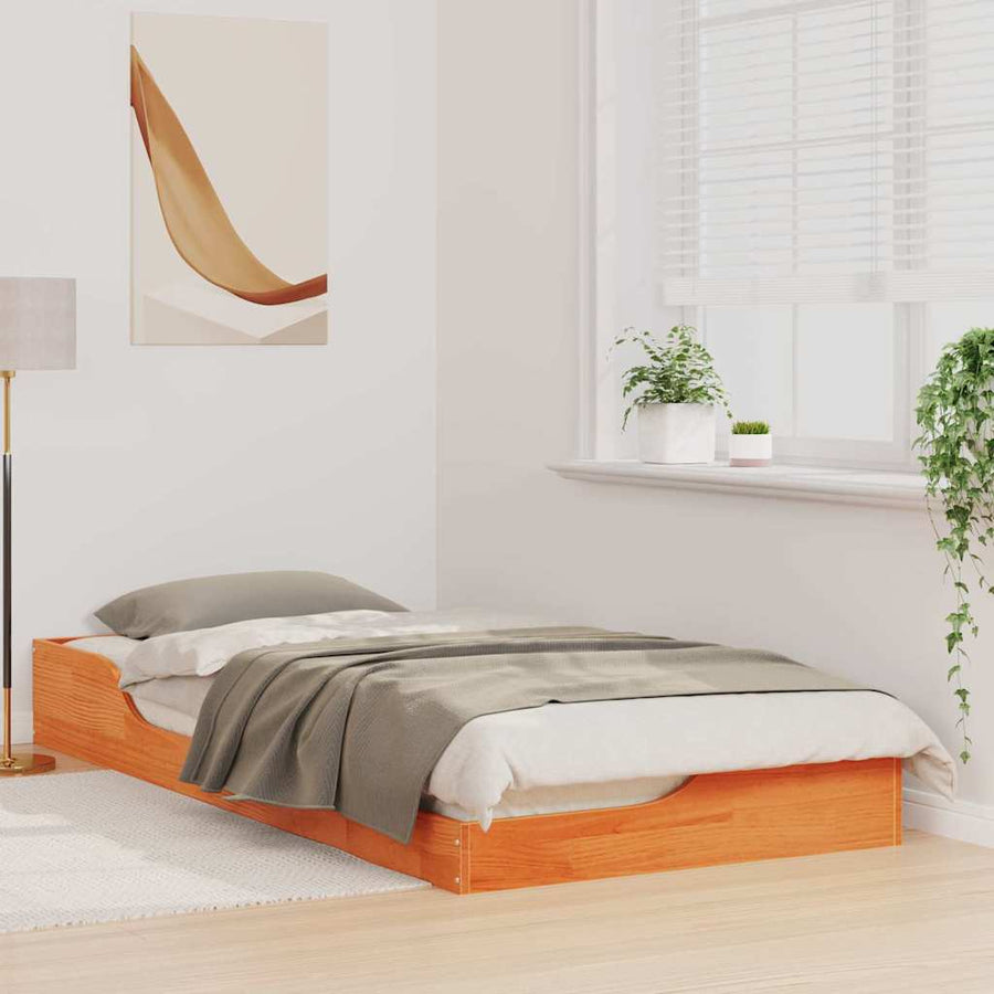 Bedframe Wasbruin 80 x 200 cm Massief grenenhout