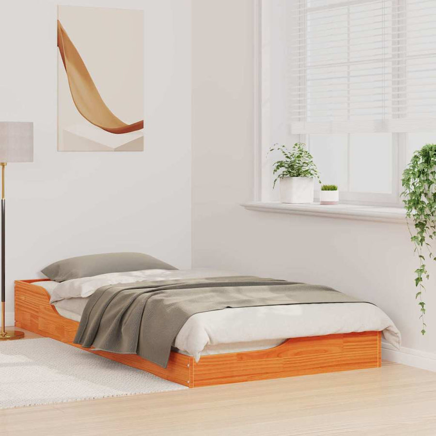 Bedframe Wasbruin 90 x 190 cm Massief grenenhout